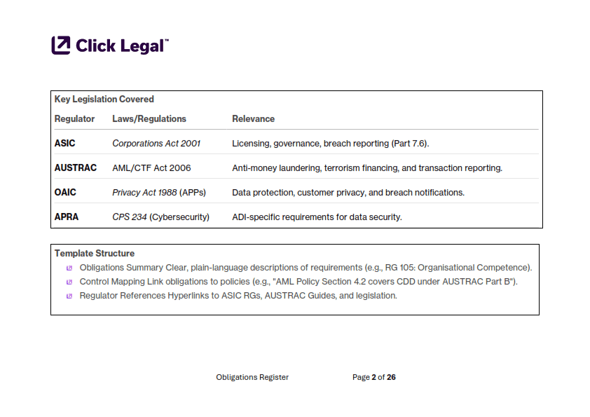 Obligations Register Template - Financial Services (Australia) - Image 3