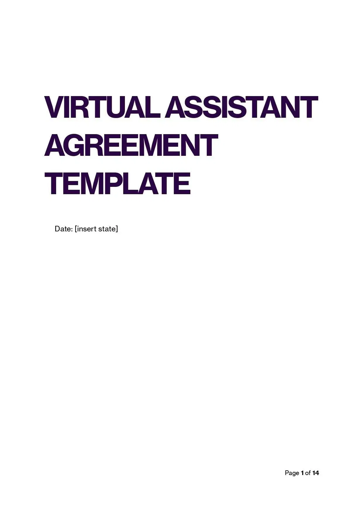 Virtual Assistant Agreement Template (Australia): Legally compliant contract for VA services.