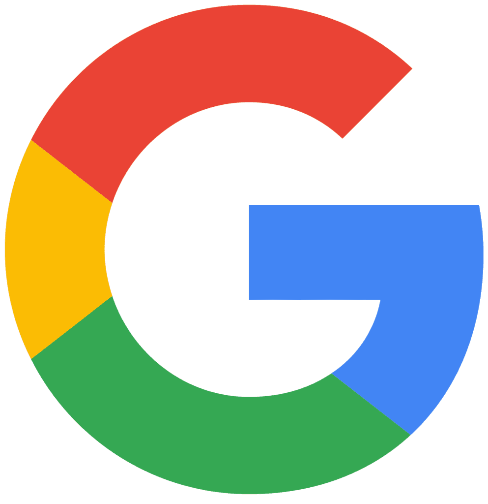 Google logo with red, yellow, green, and blue segments.