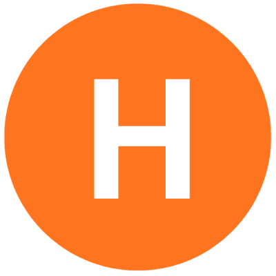 Hillear Orange circle with white letter H.