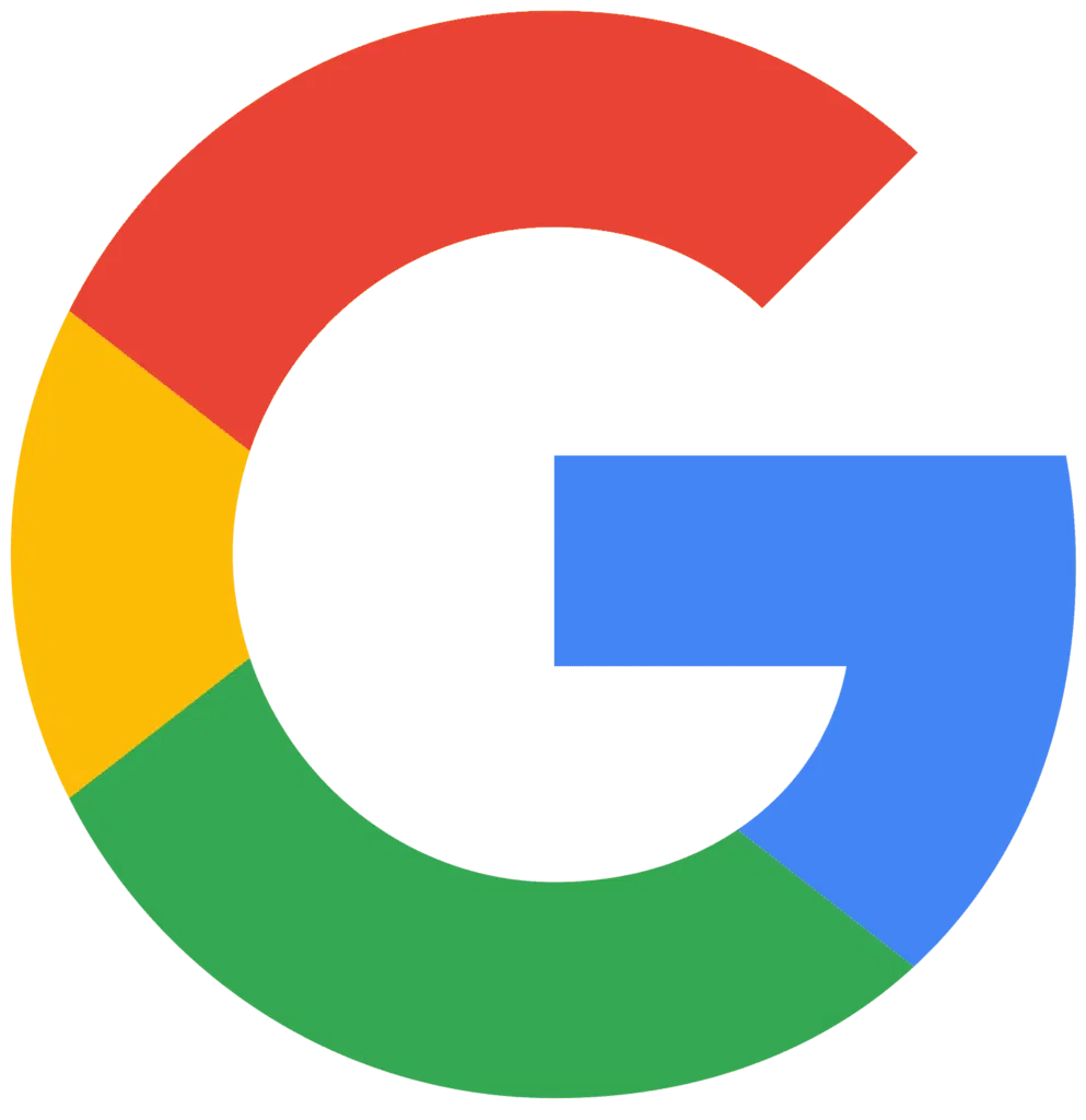 Google logo with red, yellow, green, and blue segments.